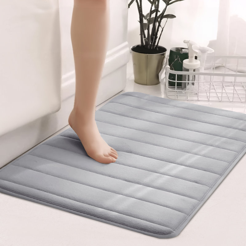 Nakiyha Rectangle Non-Slip Bath Mat, 40cmW x 60cmL, Silver