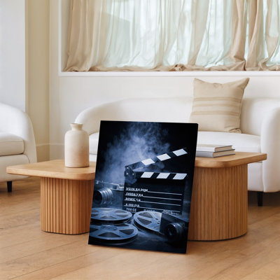 Canvas A Cinematic Still Life Composition Featuring A Vintage Film Clapperboard Wall Art Prominently In The Foreground With Its Canvas Wall Art