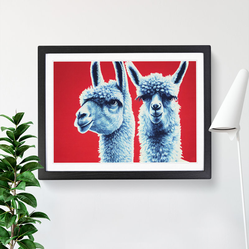 Ingenious Llamas - Single Picture Frame Print, Black, 25cm H x 34cm W x 2cm D