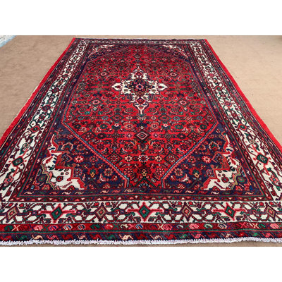 Grand tapis rouge rétro de 6,11 pi x 10,5 pi, tapis en laine fait à la main afghane, tapis à motif géométrique floral, tapis tribal, tapis antique à poils doux, salon, chambre à coucher.