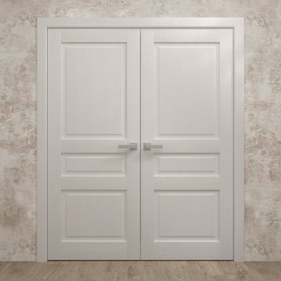 Interior Solid French Double Doors | Ego 5012 | Wood Interior Solid Panel Frame | Closet Bedroom Modern Doors