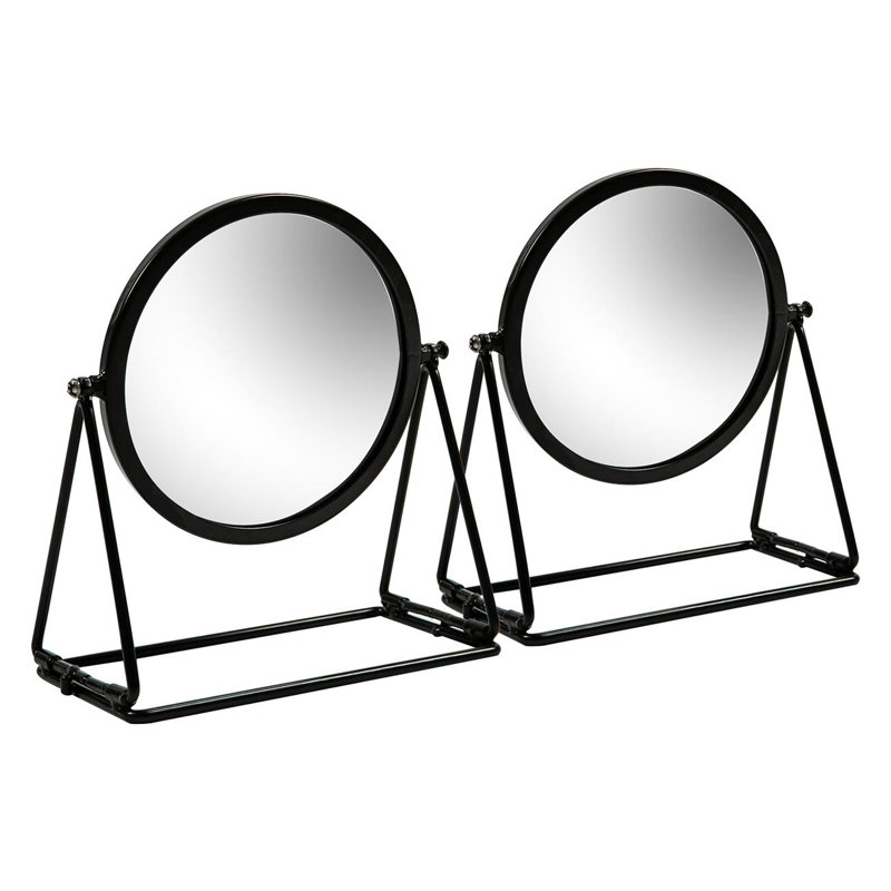 Round Makeup Mirror, 20cm H x 18cm W, Black