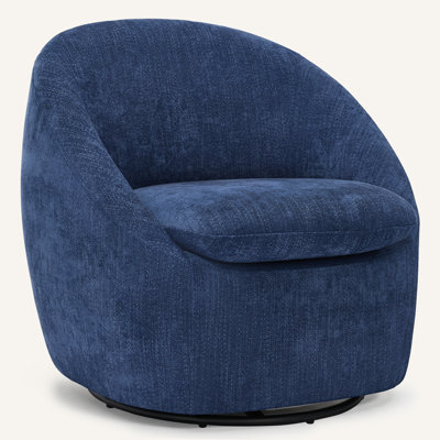 Modern Chenille Upholstered Swivel Barrel Accent Chair, 360° Silent Swivel, 350lbs