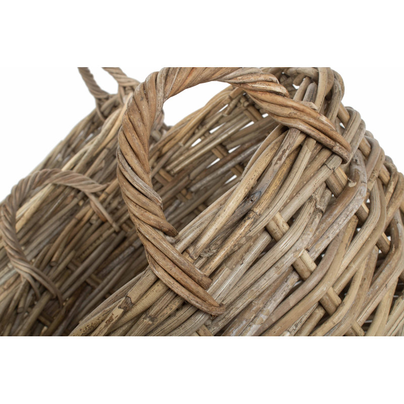 Wicker 2 Piece Rattan Log Storage Basket Set