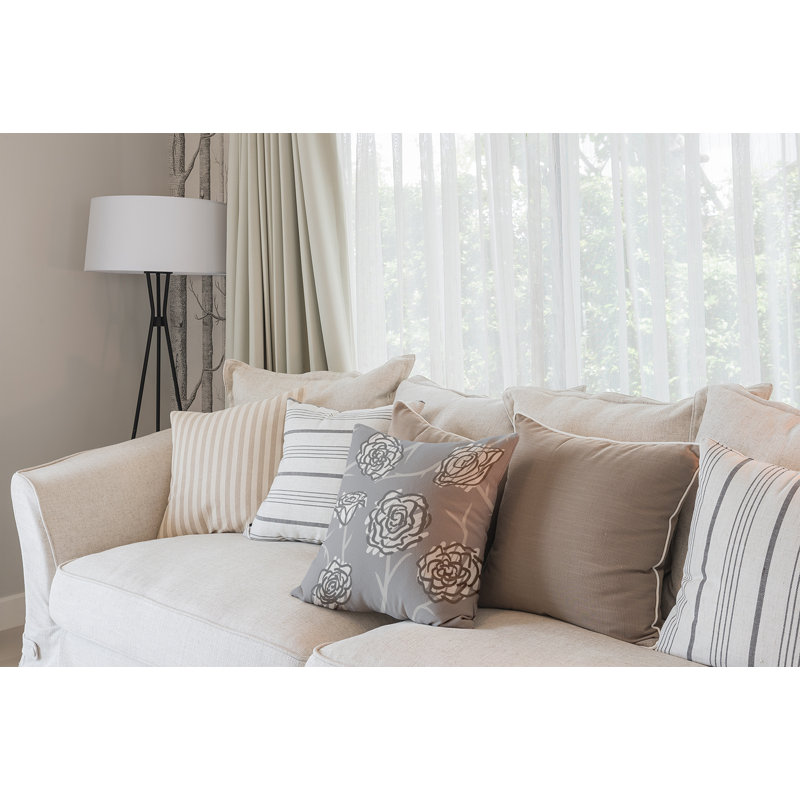 Botanical Blooms Floral Reversible Throw Pillow, 18" H x 18" W, Gray