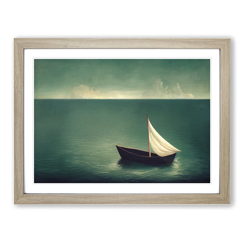 An Iconic Sailing Boat - Single Picture Frame Print, 46cm H x 64cm W x 2cm D, Oak Framed