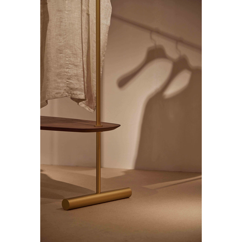 Arco 47.24" Clothes Rack, Brass/Walnut