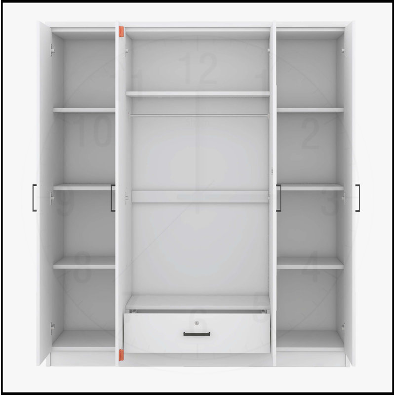 Armoire-penderie spacieuse à 4 portes avec tablettes pour une organisation soignée