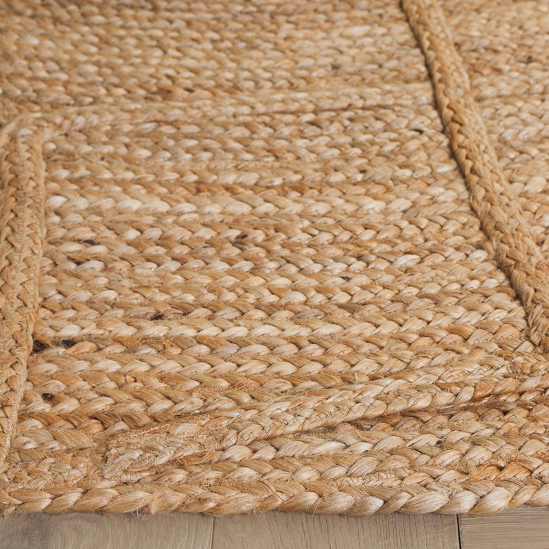 Natural Fiber Handloom Jute Geometric Rug, Round 6'