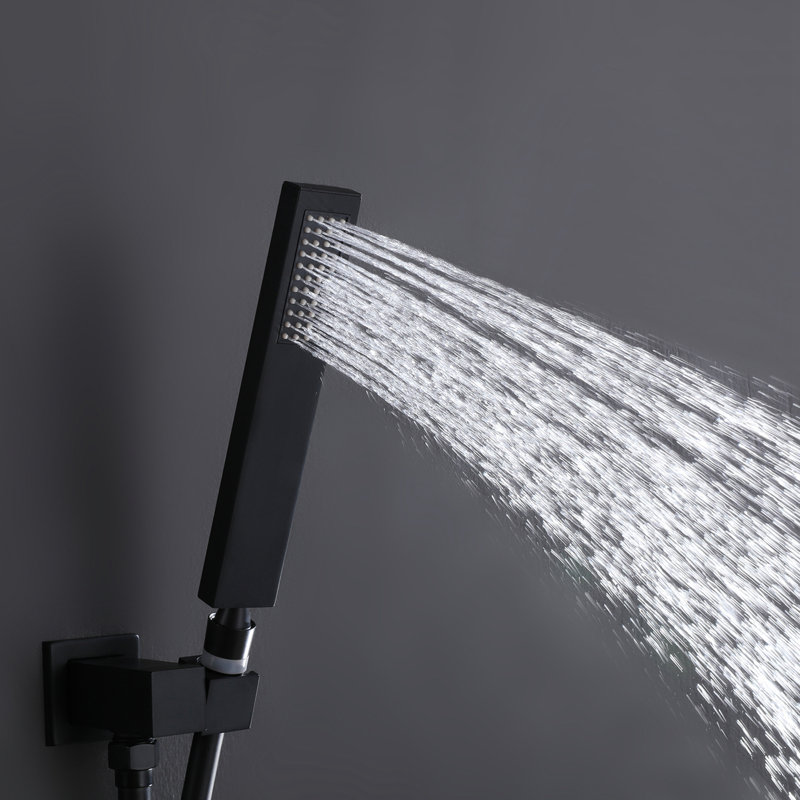 Système de douche complet avec valve brute, Noir mat