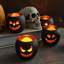 Ensemble de 6 décorations de table d'Halloween, bougeoirs en verre noir avec lanternes Jack O Lanterns et décorations d'Halloween