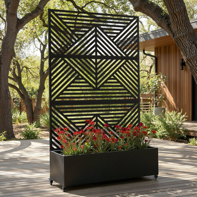 Raised Garden Bed with Trellis on Wheels – Versatile Metal Planter Box with Trellis, Multi-Style Planter Boxes with Trellis Privacy Screen for Patio and Garden