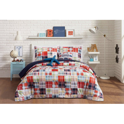 Bryce Patchwork Plaid Full/Queen 5-Piece Reversible Comforter Set