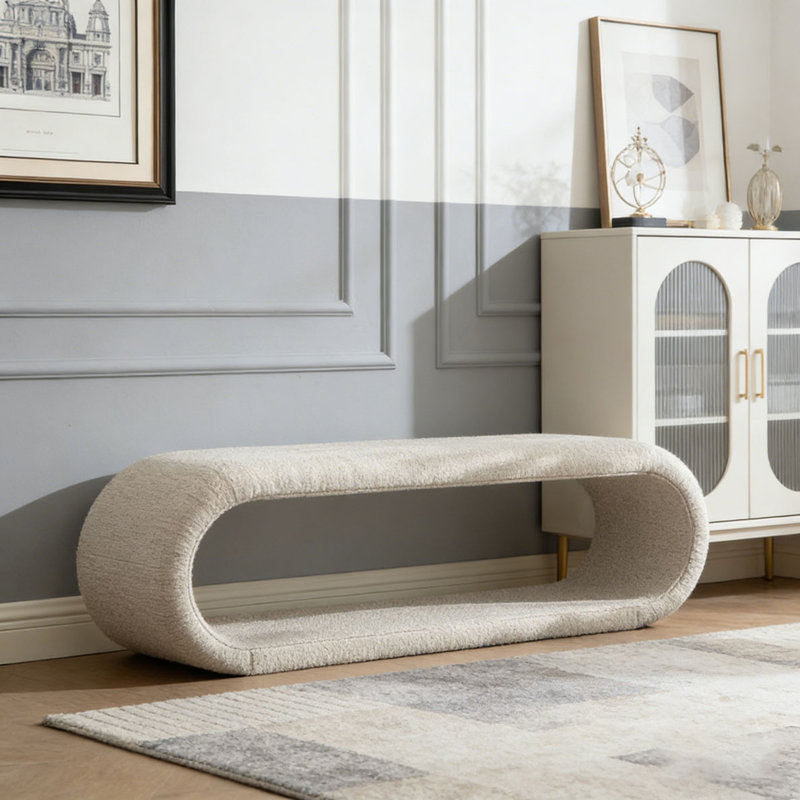 Banc rembourré en chenille de 52,17 po de largeur, Wheat