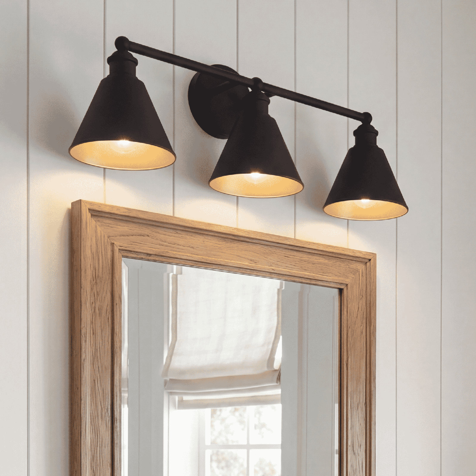 Rolandat 3-Light Dimmable Vanity Light, Natural Brass
