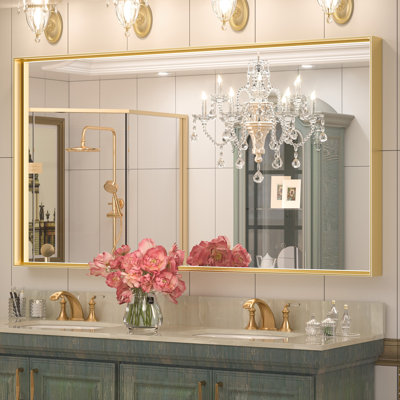Miroir de salle de bain rectangulaire avec cadre en aluminium et verre trempé