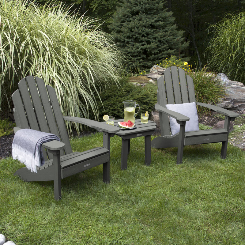 Chaise Adirondack en plastique avec table Anette, Teck côtier