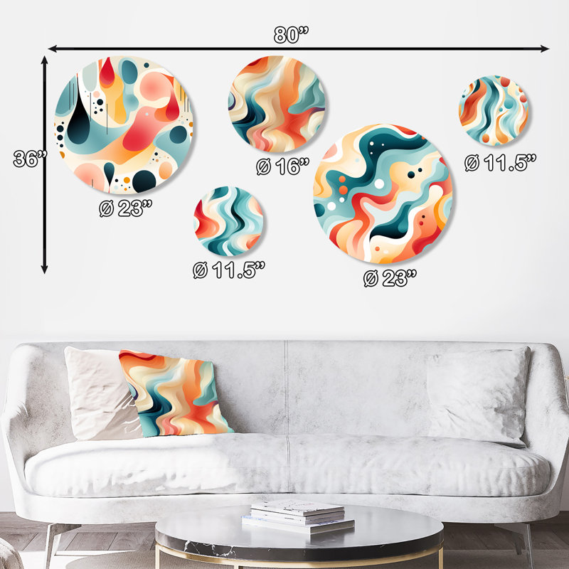 Daijuan - Ensemble d'art mural géométrique moderne rond de 5