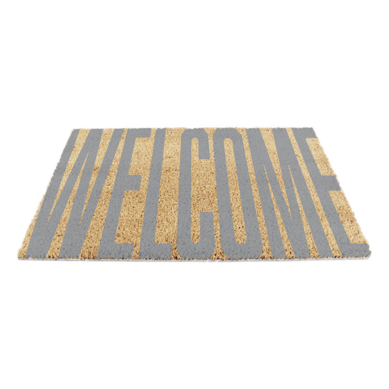 Bartholomew Large Welcome Kitchen Mat, Grey/Orange
