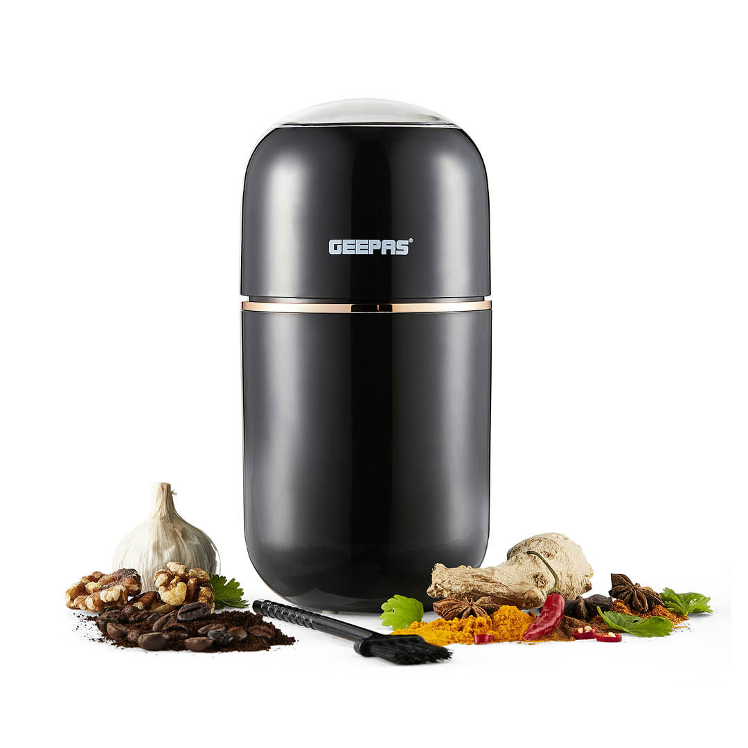 Geepas Coffee Grinder 80 g Capacity | Stainless Steel Bowl & Double Blades | Electric Dried Spice Nuts Herbs Beans Coffee Grinder | Small Fixed Mill w