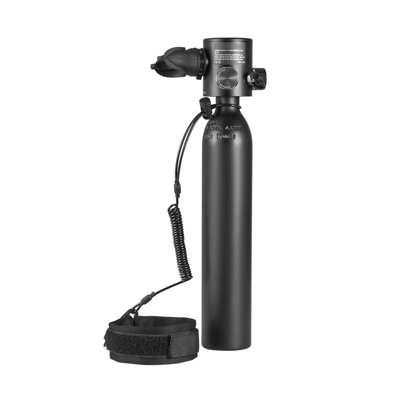 Scuba Tank, 0.5L Portable Diving Tank, Diving Oxygen Cylinder with Pump Supports 5-10 Minutes Underwater Breathing, 32.81 ft Diving Depth, Refillable Snorkel Air Tank for Underwater Exploration