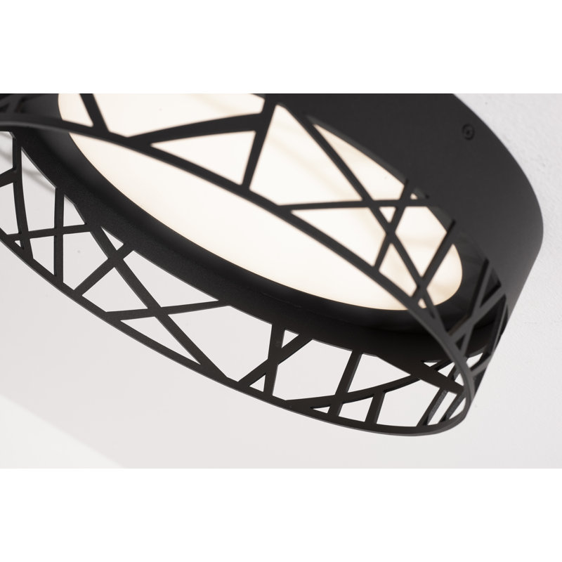 Plafonnier encastré à DEL géométrique unique à 1 lumière de 12 po Mauriello, Noir