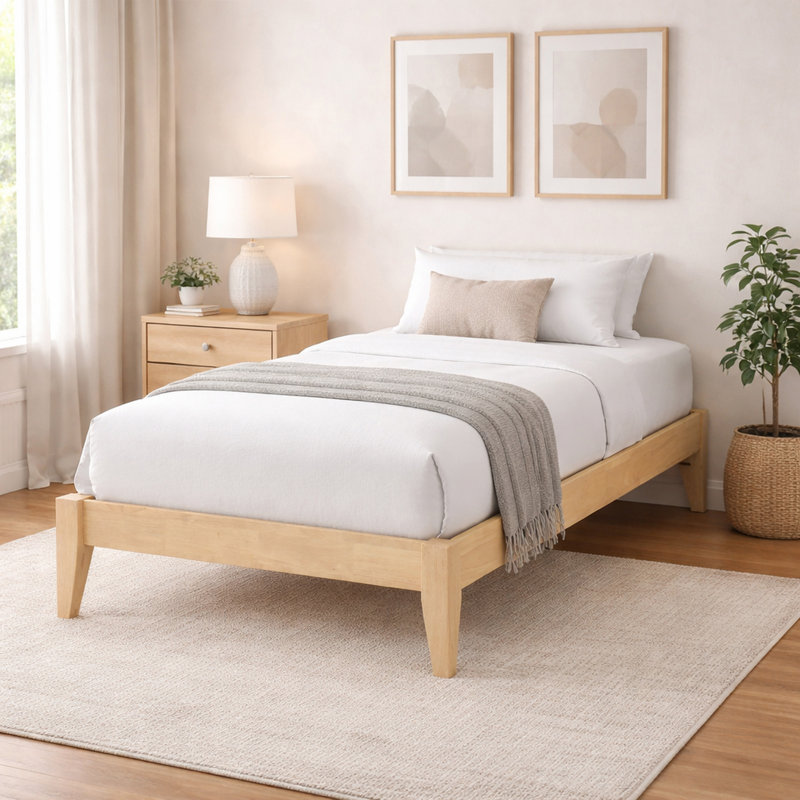 Base en bois Kieron Nova, Naturel, Lit simple