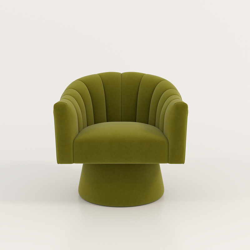 Avalina Velvet Swivel Barrel Chair, Light Green