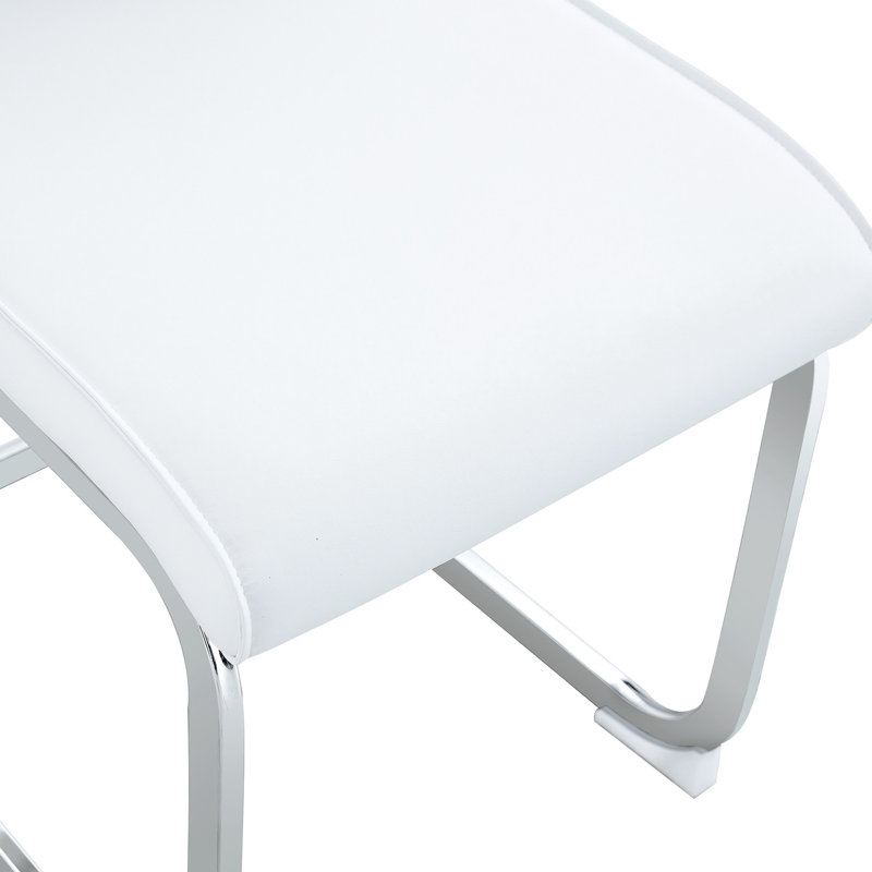 De 2 chaises de salle à manger blanches, d'unité centrale et d'un siège, de pieds arqués en métal et de 2 sièges de style moderne à structure stable - les pieds rehaussent la décoration intérieure
