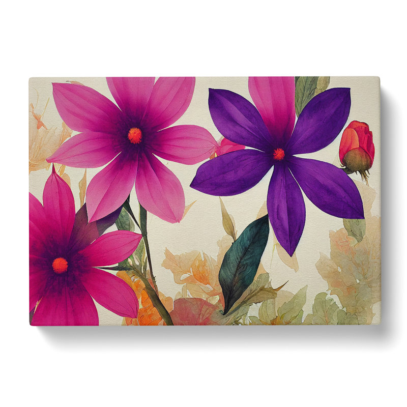 Epic Watercolour Flowers - Wrapped Canvas, 35cm H x 50cm W x 3cm D