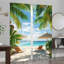 2Pcs, rideaux de plage tropicaux, scène de paradis, vue sur l'océan, palmiers, rideau moderne filtrant la lumière pour le salon, la chambre, la cuisine, la poche à tringle, la fenêtre, les rideaux,-501001561