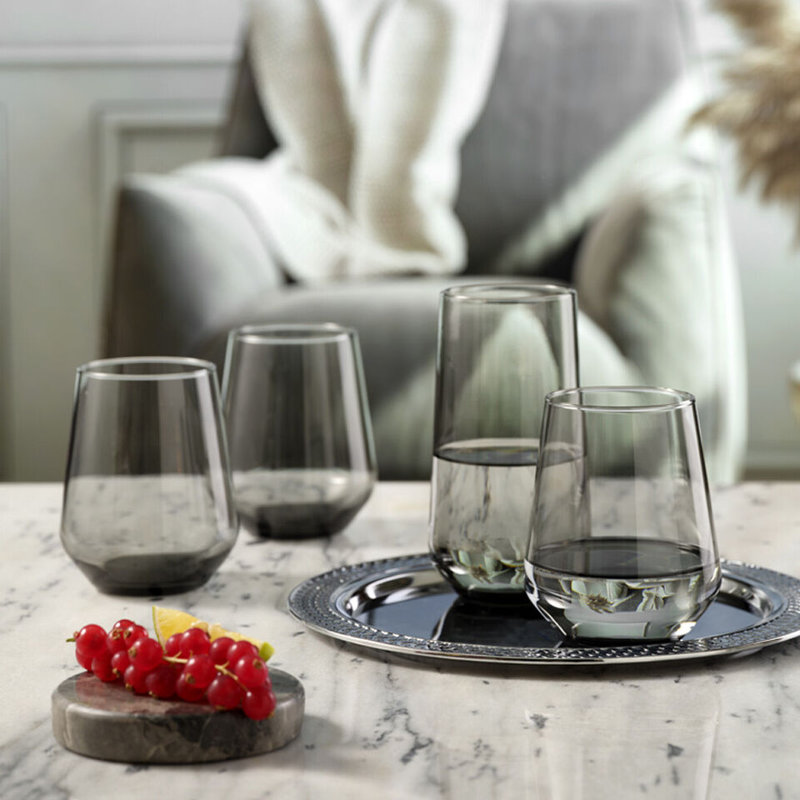 Shontal 15.8926ml Drinking Glass Set, Dark Grey