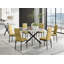 Tierra Modern Marble Effect and Metal 6 Seat Dining Table Set - Luxury Velvet Dining Chairs-88388488-88388498