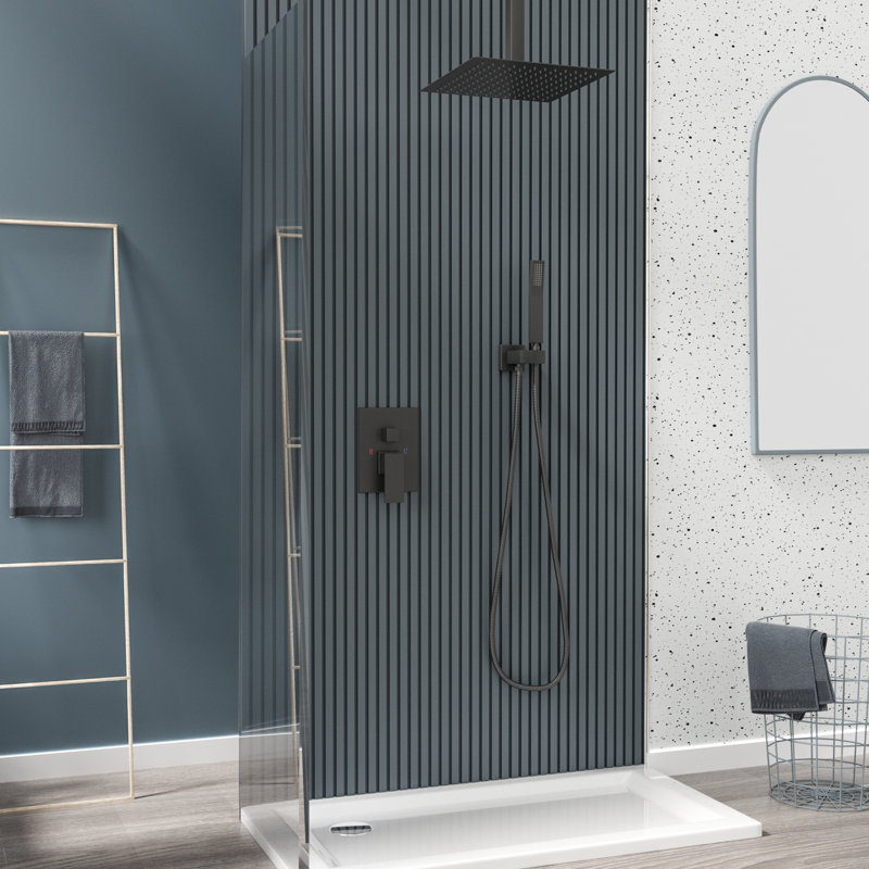Pressure-Balanced Complete Shower System with Rough in-Valve, Matte Black