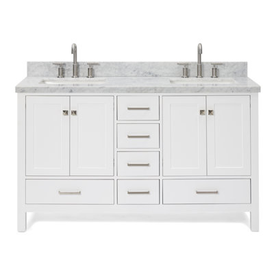 Cambridge 61'' Double Bathroom Vanity with Carrara Marble Top