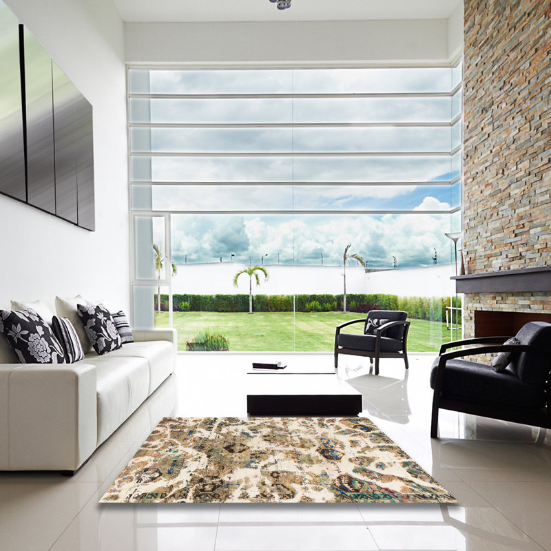 Tapis abstrait moderne 836, Carré 8 pi