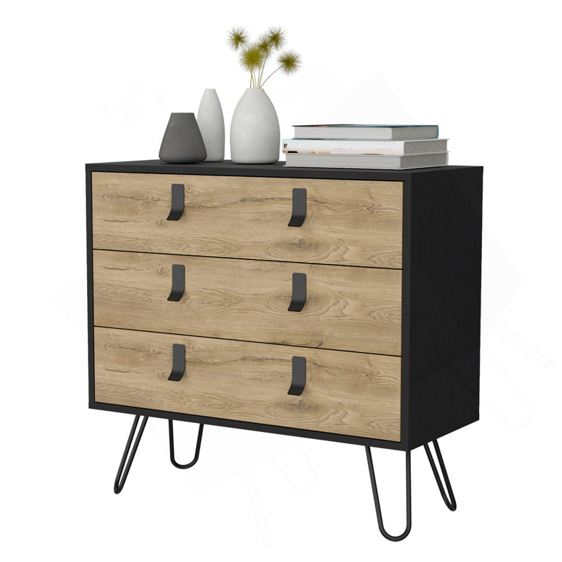 Commode 3 tiroirs Wengé et Macadamia, Wengé