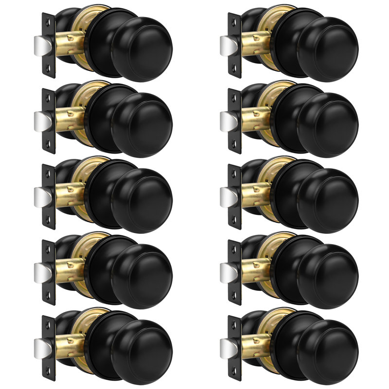 Passage Door Knobs with Round Rosette, Black