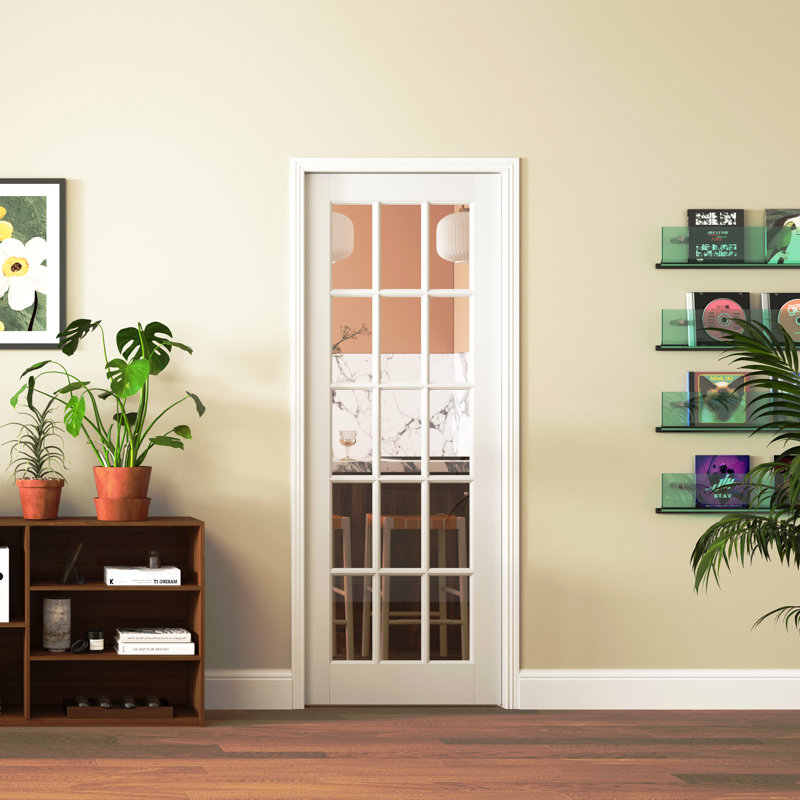 Porte à dalle - dalle de porte intérieure en verre transparent sans quincaillerie, 32 po x 80 po