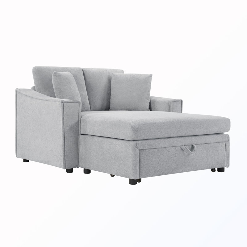 Chaise longue avec coussins et rangement caché, Gris