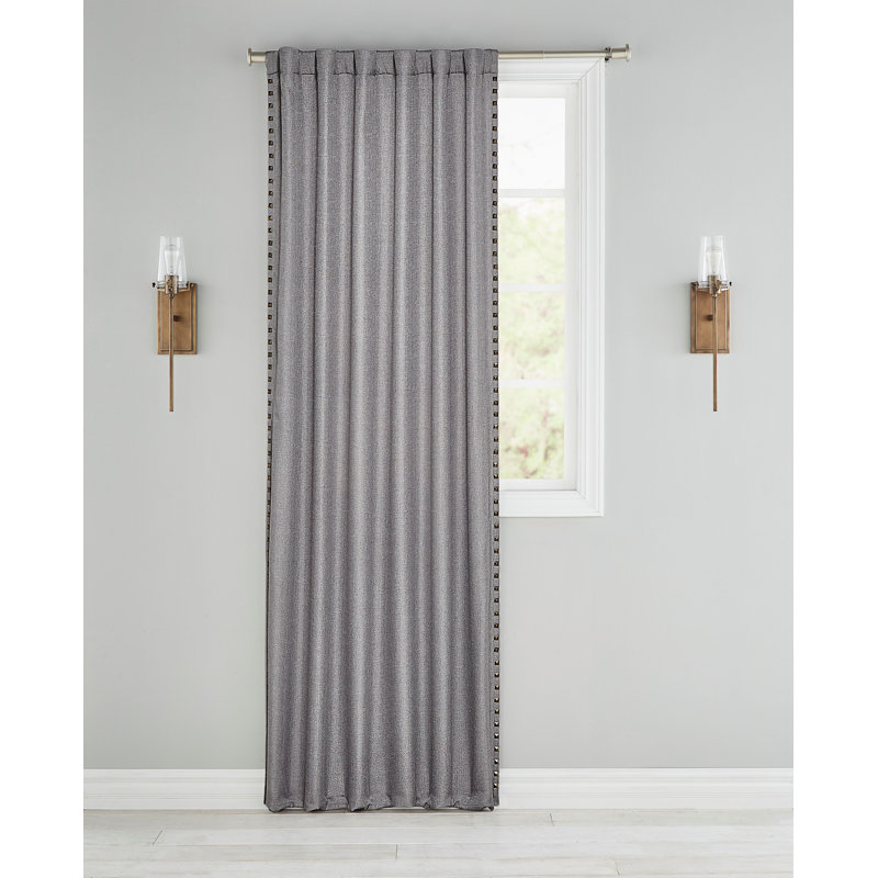 Cresthaven Linen Semi Sheer Curtain Single Panel, Gray, 54'' W x 96'' L