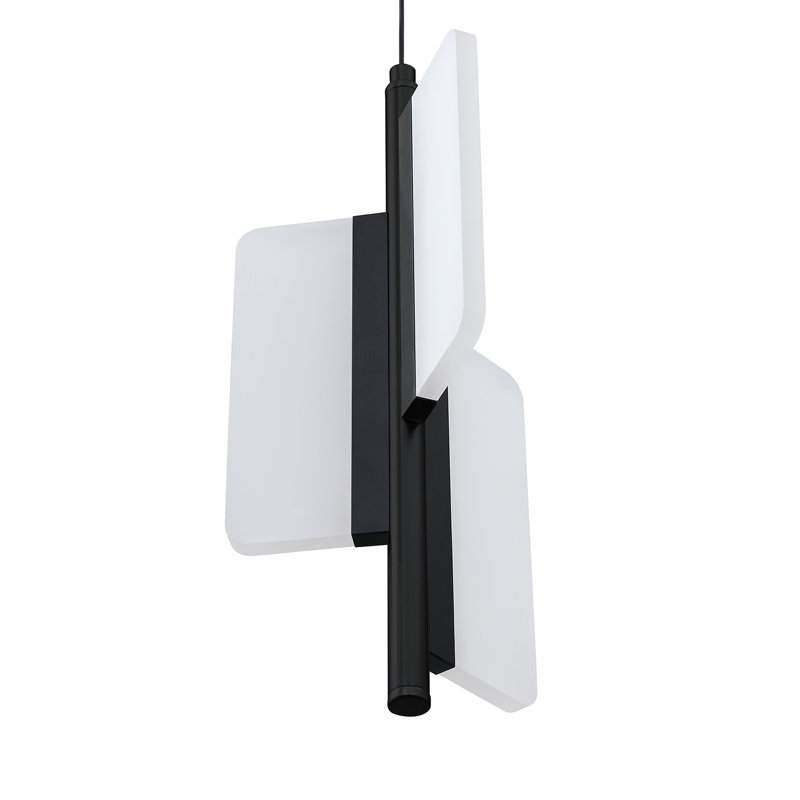 Luminaire suspendu à 9 lumières à DEL PHAEDRA en noir - Éclairage tri-panneau à intensité variable pour espaces modernes