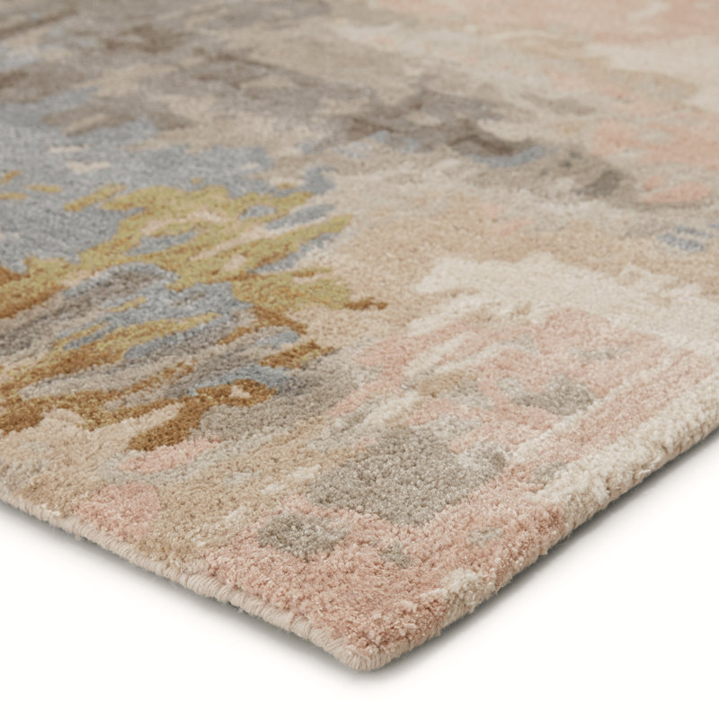 Tapis gris / brun touffeté à la main à motif abstrait Fairmount, Rectangle 2 pi x 3 pi