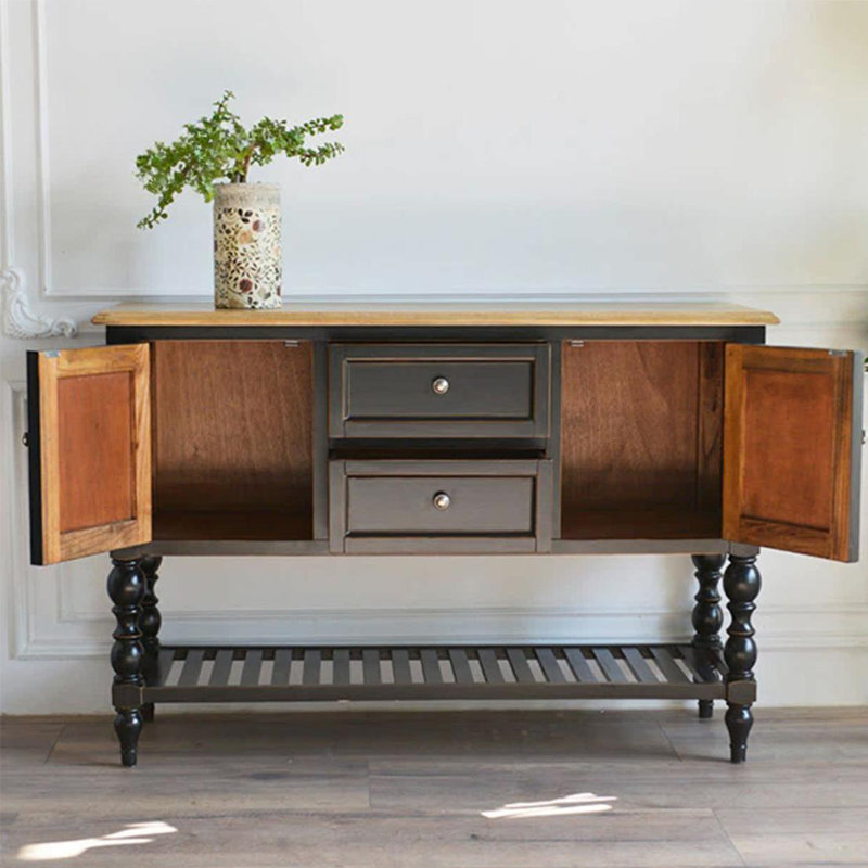 Rural Style Multifunctional Console Table, 35.43" H x 52.76" W x 17.72" D, Black
