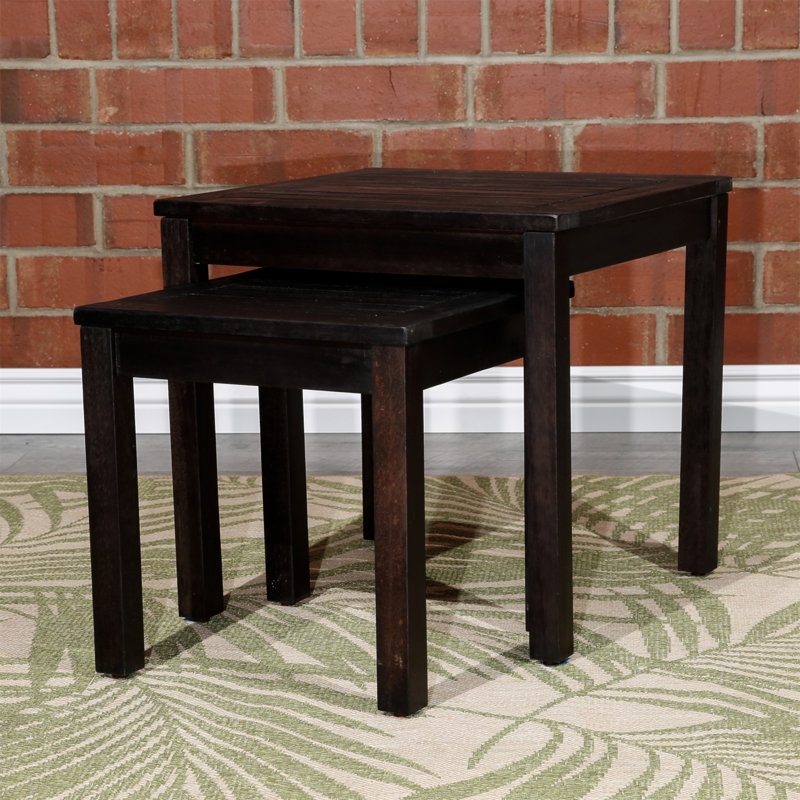 Charming 2-Piece Eucalyptus Nesting Table Set For Outdoor Enjoyment