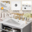 Meuble-lavabo moderne de 48 pouces avec lavabo en céramique - rangement élégant, portes à fermeture en douceur, tiroir rabattable et tablettes à double couche