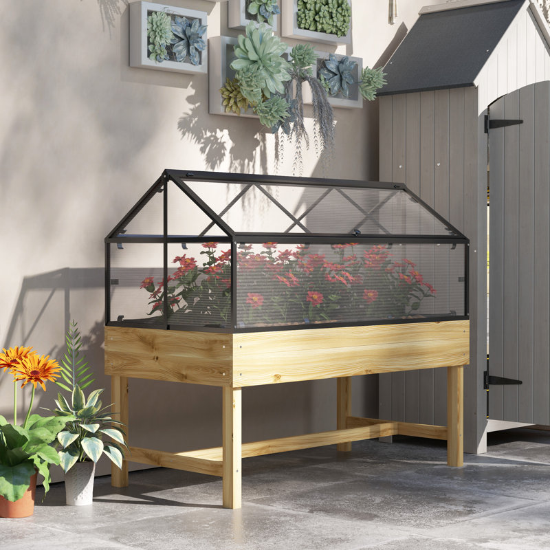 Raised Garden Bed, Natural Wood Finish