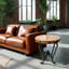 Hand-hammered Copper Top Side Table: Rustic Wrought Iron Base