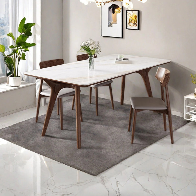 Table de salle à manger rectangulaire italienne, H 29,53 po x L 62,99 po x l 31,5 po, Brun