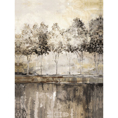 «Beige Abstract Forest Line», reproduction sur toile tendue